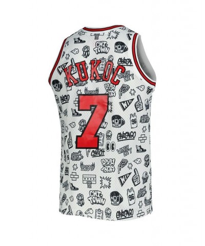 Men's Toni Kukoc White Chicago Bulls 1997-98 Hardwood Classics Doodle Swingman Jersey $57.75 Jersey