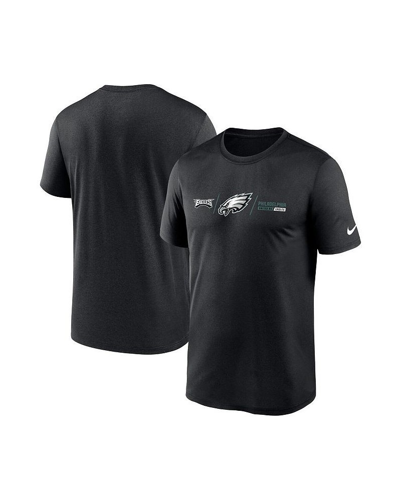 Men's Black Philadelphia Eagles Horizontal Lockup Legend T-shirt $26.99 T-Shirts