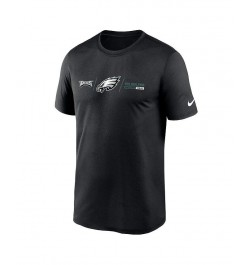 Men's Black Philadelphia Eagles Horizontal Lockup Legend T-shirt $26.99 T-Shirts