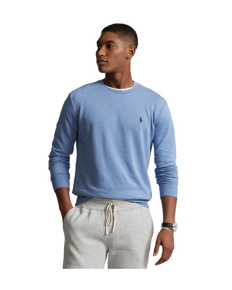 Men's Luxury Jersey Crewneck Pullover Blue $38.25 Shirts