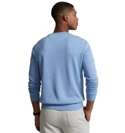 Men's Luxury Jersey Crewneck Pullover Blue $38.25 Shirts