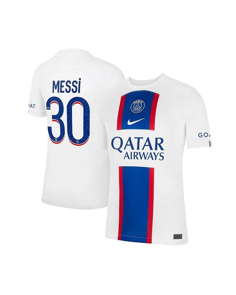 Men's Lionel Messi White Paris Saint-Germain 2022/23 Third Breathe Stadium Replica Player Jersey $46.01 Jersey