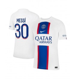 Men's Lionel Messi White Paris Saint-Germain 2022/23 Third Breathe Stadium Replica Player Jersey $46.01 Jersey