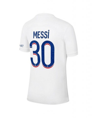 Men's Lionel Messi White Paris Saint-Germain 2022/23 Third Breathe Stadium Replica Player Jersey $46.01 Jersey