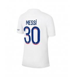 Men's Lionel Messi White Paris Saint-Germain 2022/23 Third Breathe Stadium Replica Player Jersey $46.01 Jersey