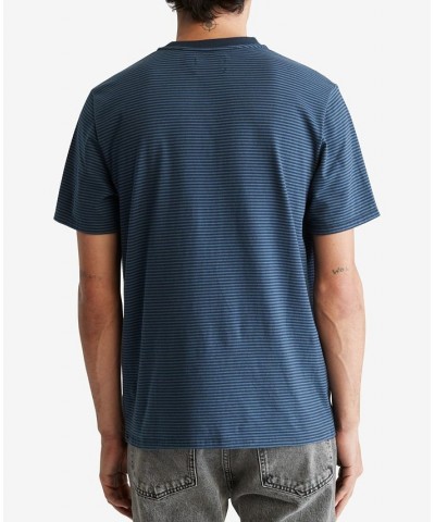 Men's Feeder Stripe Monogram Embroidered T-Shirt Blue $27.23 T-Shirts