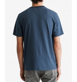 Men's Feeder Stripe Monogram Embroidered T-Shirt Blue $27.23 T-Shirts