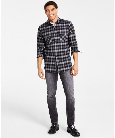 Men's Nume Classic-Fit Plaid Button-Down Shirt Black $21.56 Shirts