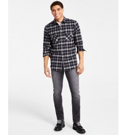 Men's Nume Classic-Fit Plaid Button-Down Shirt Black $21.56 Shirts