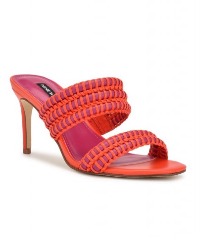 Women's Pause Strappy Heeled Slide Dress Sandals Orange $54.45 Shoes