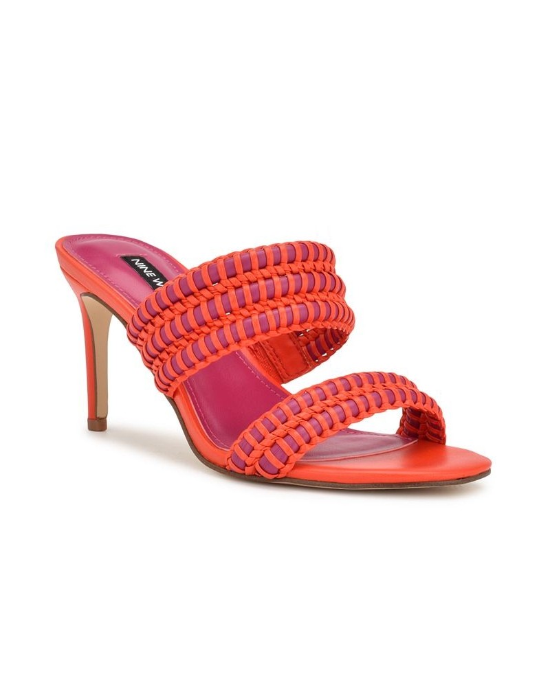 Women's Pause Strappy Heeled Slide Dress Sandals Orange $54.45 Shoes