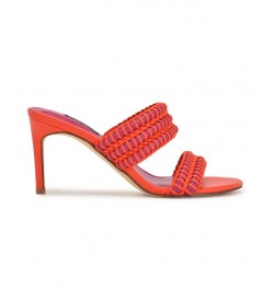 Women's Pause Strappy Heeled Slide Dress Sandals Orange $54.45 Shoes