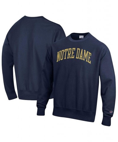 Men's Navy Notre Dame Fighting Irish Arch Reverse Weave Pullover Sweatshirt $42.50 Sweatshirt