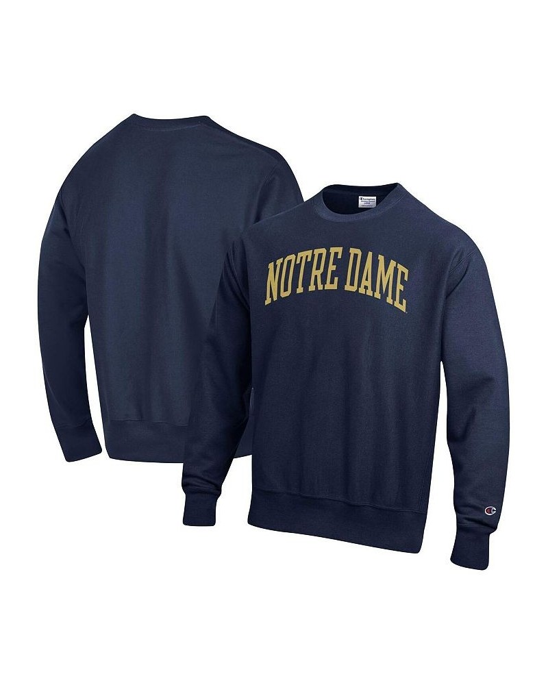 Men's Navy Notre Dame Fighting Irish Arch Reverse Weave Pullover Sweatshirt $42.50 Sweatshirt