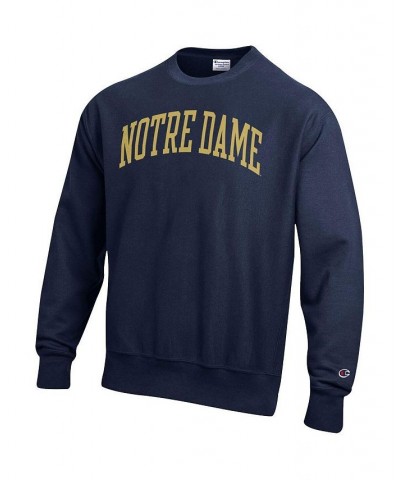 Men's Navy Notre Dame Fighting Irish Arch Reverse Weave Pullover Sweatshirt $42.50 Sweatshirt