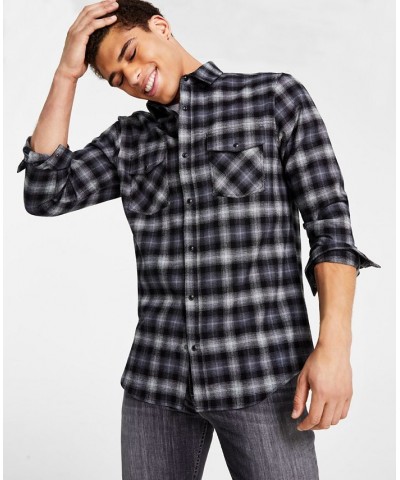 Men's Nume Classic-Fit Plaid Button-Down Shirt Black $21.56 Shirts