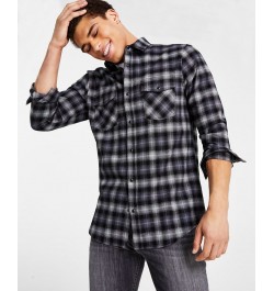 Men's Nume Classic-Fit Plaid Button-Down Shirt Black $21.56 Shirts