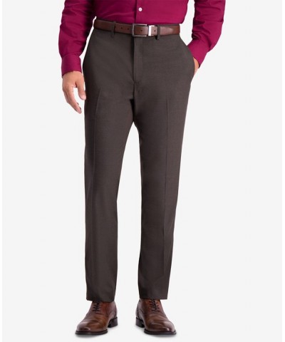 Men's Slim-Fit Stretch Premium Textured Weave Dress Pants Brown $24.95 Pants