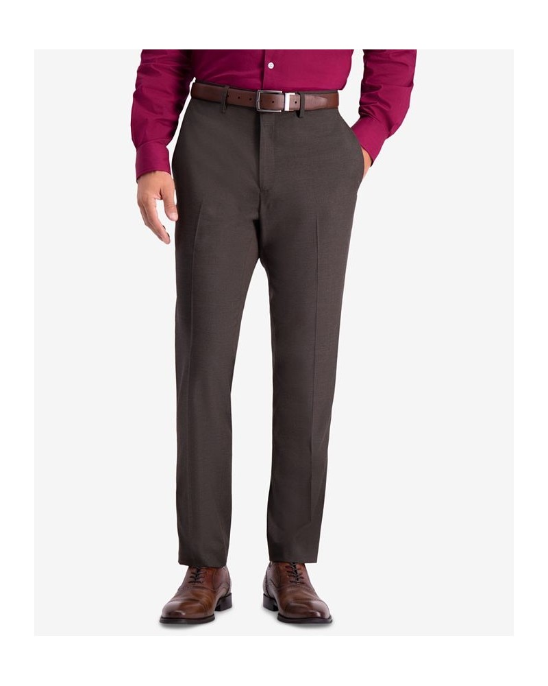 Men's Slim-Fit Stretch Premium Textured Weave Dress Pants Brown $24.95 Pants