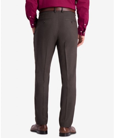 Men's Slim-Fit Stretch Premium Textured Weave Dress Pants Brown $24.95 Pants