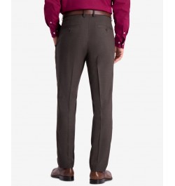 Men's Slim-Fit Stretch Premium Textured Weave Dress Pants Brown $24.95 Pants