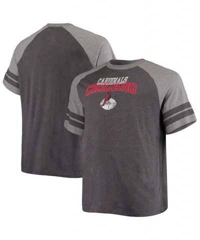 Men's Big and Tall Black, Heathered Gray Arizona Cardinals Throwback 2-Stripe Raglan T-shirt $22.50 T-Shirts