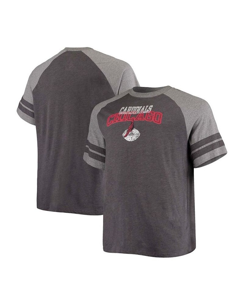 Men's Big and Tall Black, Heathered Gray Arizona Cardinals Throwback 2-Stripe Raglan T-shirt $22.50 T-Shirts