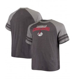 Men's Big and Tall Black, Heathered Gray Arizona Cardinals Throwback 2-Stripe Raglan T-shirt $22.50 T-Shirts