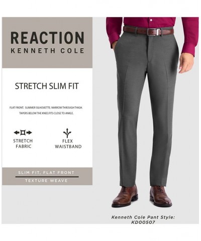 Men's Slim-Fit Stretch Premium Textured Weave Dress Pants Brown $24.95 Pants