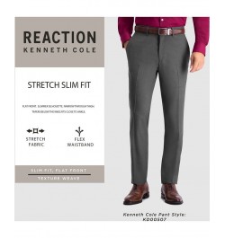 Men's Slim-Fit Stretch Premium Textured Weave Dress Pants Brown $24.95 Pants