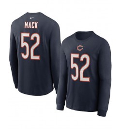 Men's Khalil Mack Navy Chicago Bears Player Name and Number Long Sleeve T-shirt $23.59 T-Shirts