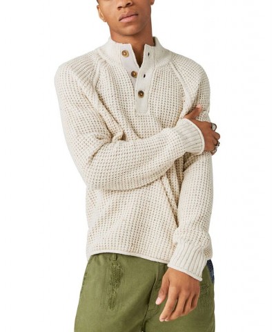 Men's Nep Mock Neck Long Sleeve Sweater White $34.89 Sweaters