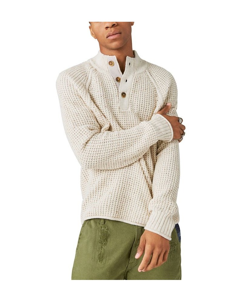 Men's Nep Mock Neck Long Sleeve Sweater White $34.89 Sweaters