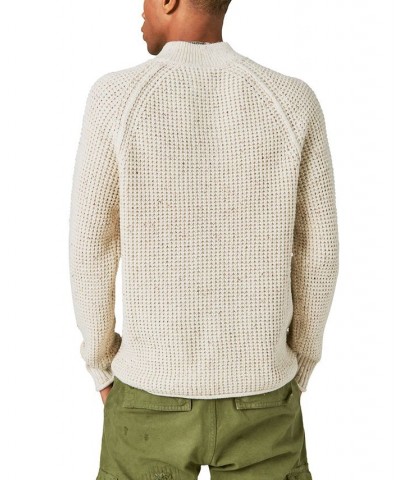 Men's Nep Mock Neck Long Sleeve Sweater White $34.89 Sweaters