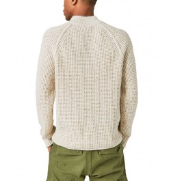 Men's Nep Mock Neck Long Sleeve Sweater White $34.89 Sweaters