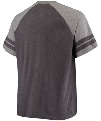 Men's Big and Tall Black, Heathered Gray Arizona Cardinals Throwback 2-Stripe Raglan T-shirt $22.50 T-Shirts