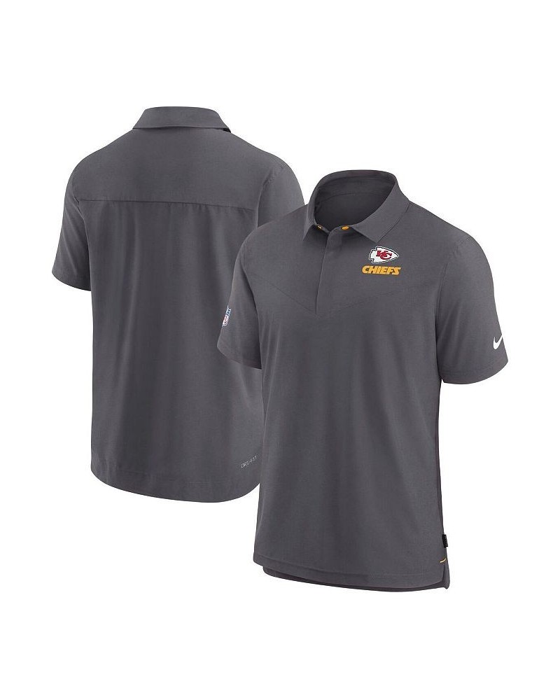 Men's Charcoal Kansas City Chiefs Sideline Lockup Performance Polo Shirt $43.20 Polo Shirts