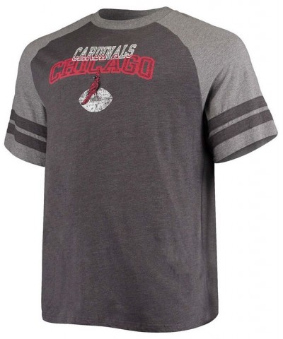 Men's Big and Tall Black, Heathered Gray Arizona Cardinals Throwback 2-Stripe Raglan T-shirt $22.50 T-Shirts