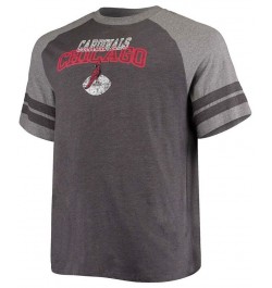 Men's Big and Tall Black, Heathered Gray Arizona Cardinals Throwback 2-Stripe Raglan T-shirt $22.50 T-Shirts