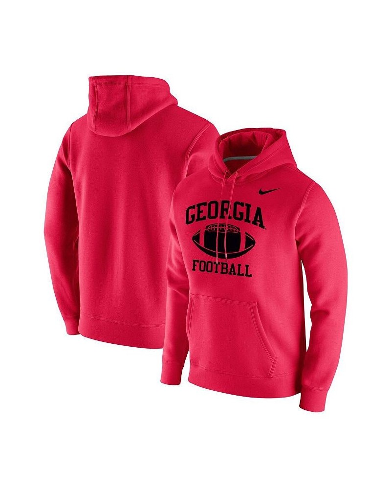 Men's Red Georgia Bulldogs Retro Football Club Fleece Pullover Hoodie $35.70 Sweatshirt