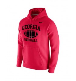 Men's Red Georgia Bulldogs Retro Football Club Fleece Pullover Hoodie $35.70 Sweatshirt