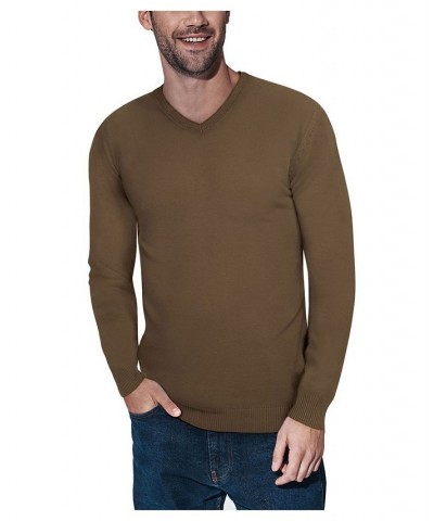 Men's Basic V-Neck Pullover Midweight Sweater Olive Green $21.15 Sweaters