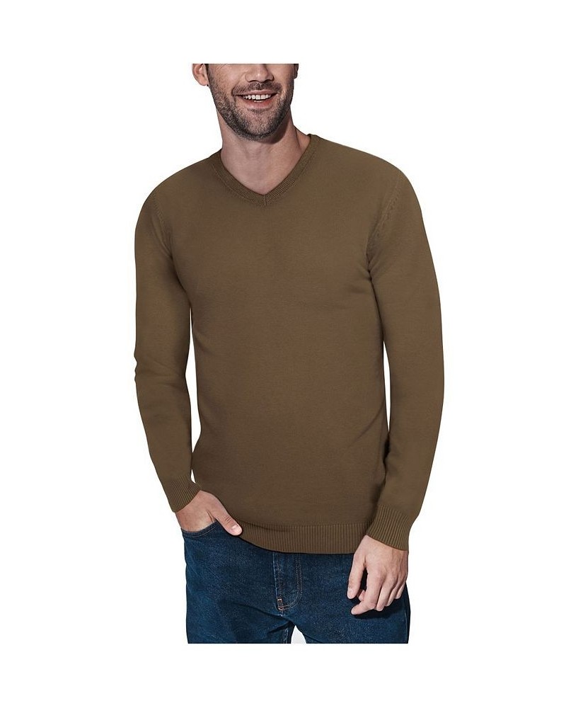 Men's Basic V-Neck Pullover Midweight Sweater Olive Green $21.15 Sweaters