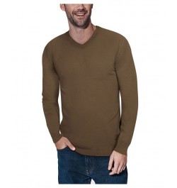 Men's Basic V-Neck Pullover Midweight Sweater Olive Green $21.15 Sweaters