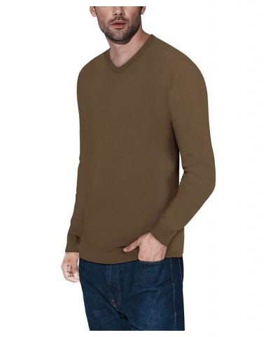 Men's Basic V-Neck Pullover Midweight Sweater Olive Green $21.15 Sweaters