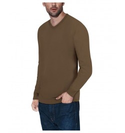 Men's Basic V-Neck Pullover Midweight Sweater Olive Green $21.15 Sweaters