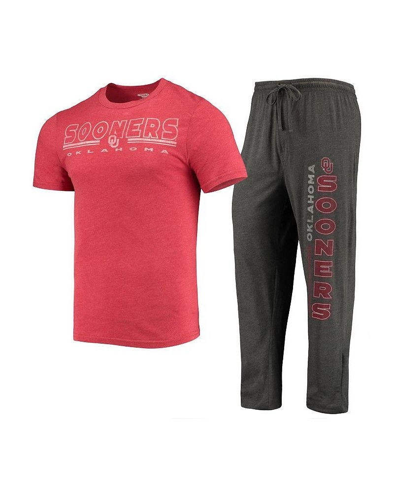 Men's Heathered Charcoal, Crimson Oklahoma Sooners Meter T-shirt and Pants Sleep Set $30.80 Pajama