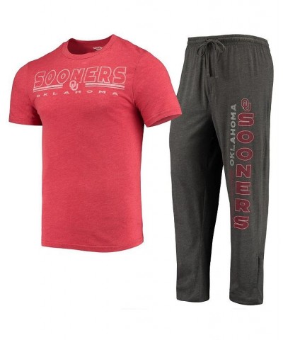 Men's Heathered Charcoal, Crimson Oklahoma Sooners Meter T-shirt and Pants Sleep Set $30.80 Pajama