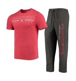 Men's Heathered Charcoal, Crimson Oklahoma Sooners Meter T-shirt and Pants Sleep Set $30.80 Pajama