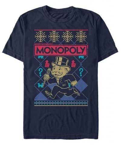 Monopoly Men's Christmas Style Short Sleeve T-Shirt Blue $15.40 T-Shirts